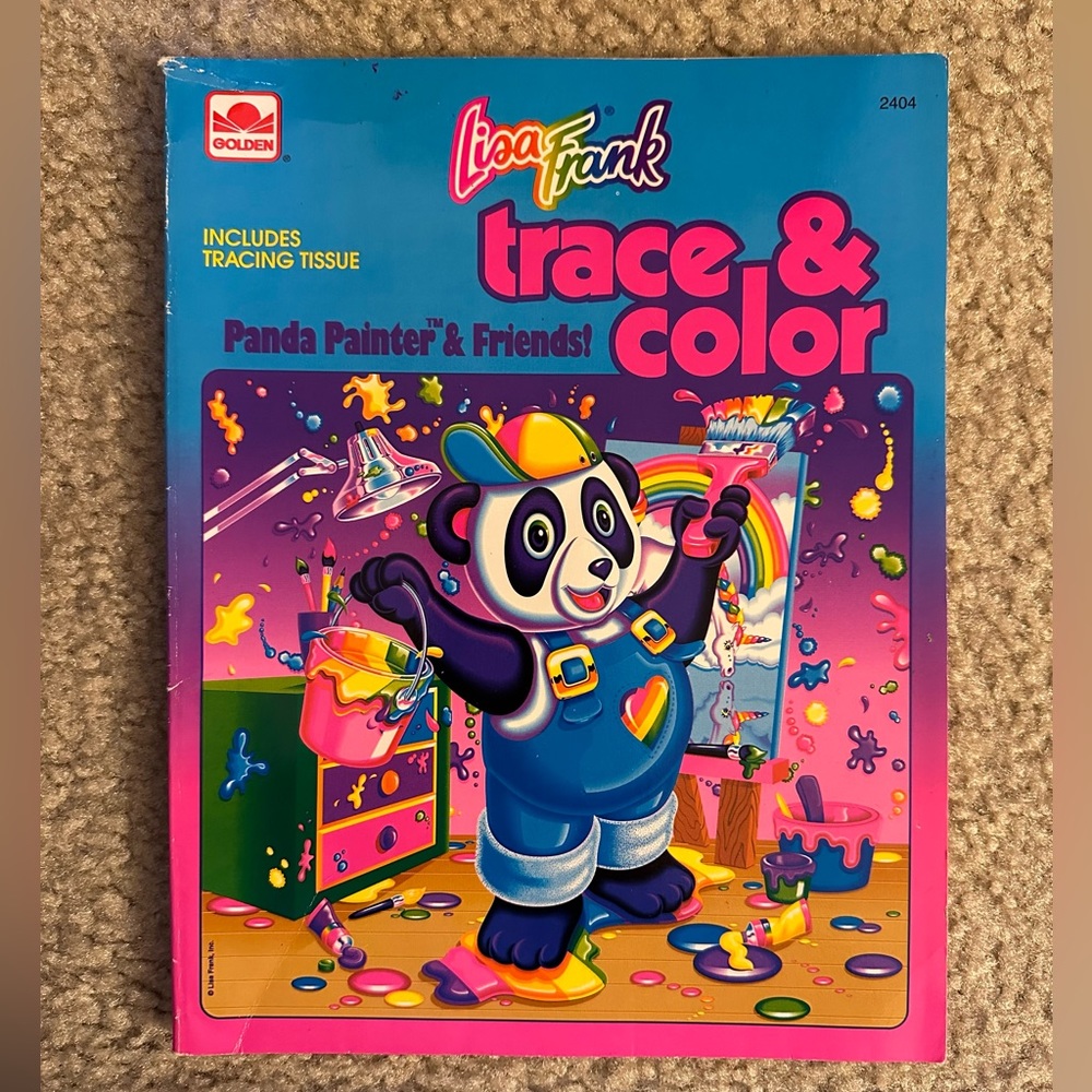 Lisa Frank Trace & Color Book Vintage 1993 Painter Panda And Friends